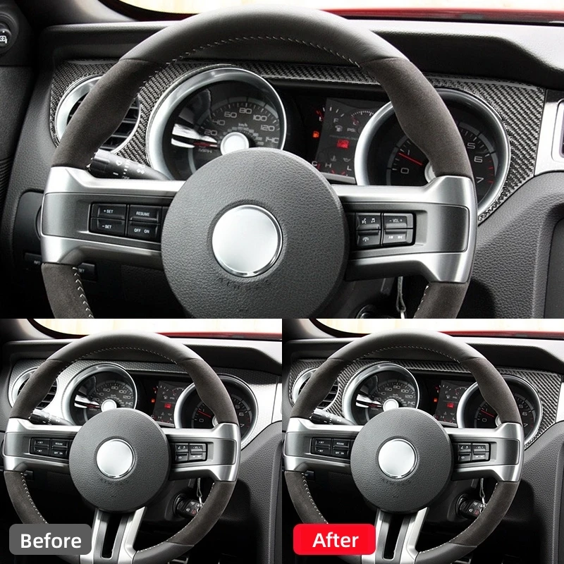 Для Ford Mustang 2009-2014 Аксессуары, модификация из углеродного волокна, автомобильный Спидометр, Объемное украшение, Наклейка, наклейка для отделки Изображение 3
