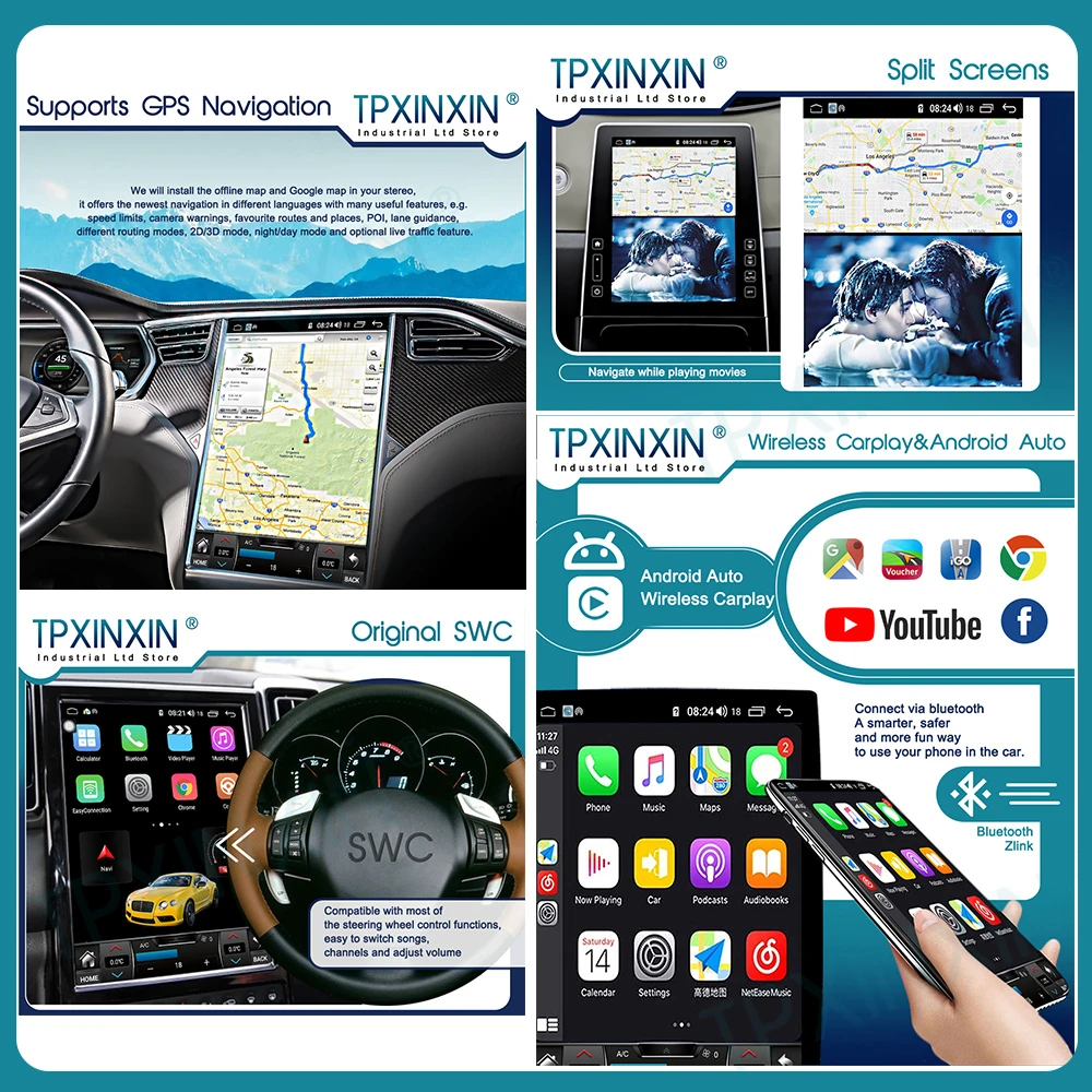 Для Lexus LX470 2004-2006 LC100 2003 Android 10 Автомобильный Стереоприемник с Экраном Tesla Player GPS Навигация Головное устройство Carplay DSP Изображение 3