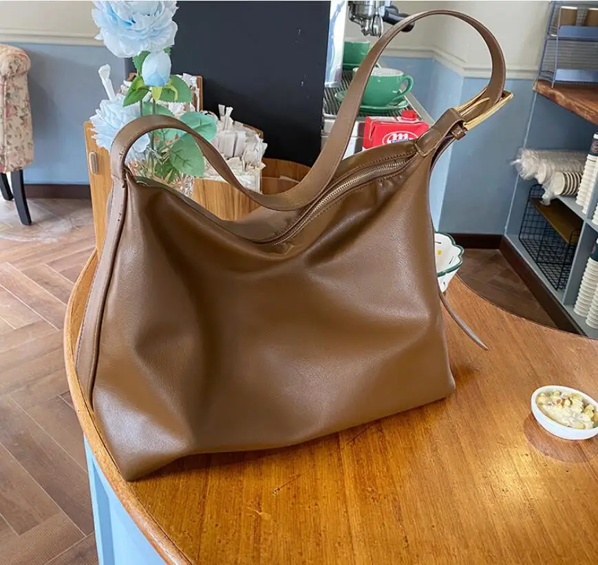 Женская сумка Весна Лето, мягкая минималистичная большая сумка, сумка через плечо, вместительная сумка-мессенджер для поездок на работу, сумка для покупок Изображение 3
