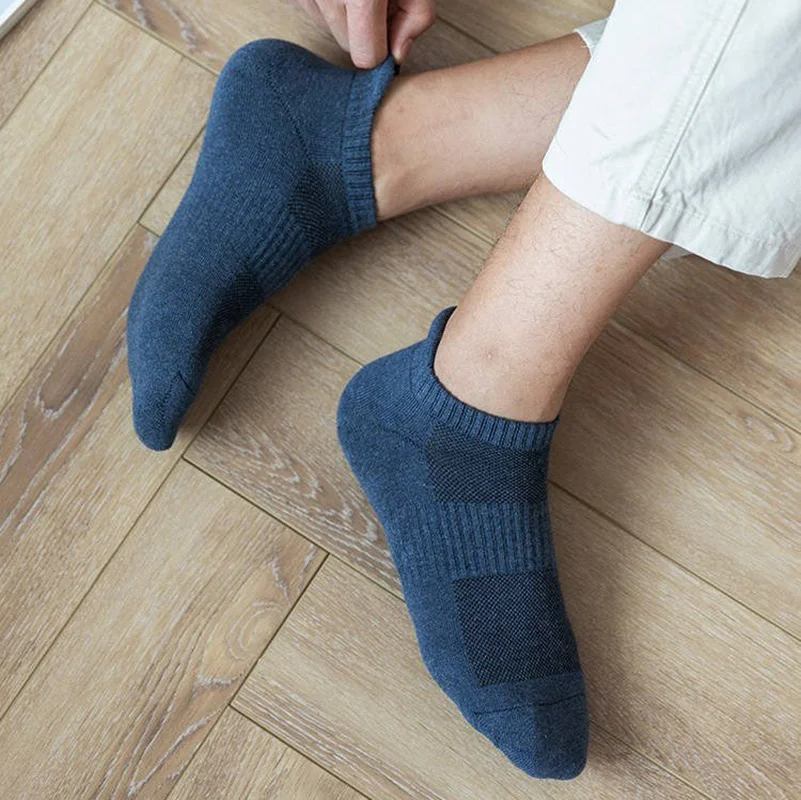 Мужские хлопчатобумажные носки-лодочки с низкой трубкой, тонкие дышащие, впитывающие пот, Невидимые Трендовые весенне-летние носки-ножные браслеты, Повседневная одежда Изображение 3