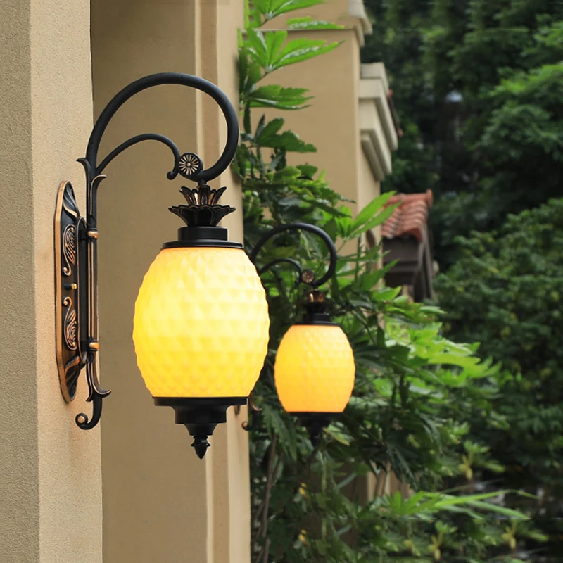 Наружный водонепроницаемый настенный светильник индивидуальность ананасовый сад балкон наружный настенный светильник креативный наружный настенный светильник для виллы Изображение 3