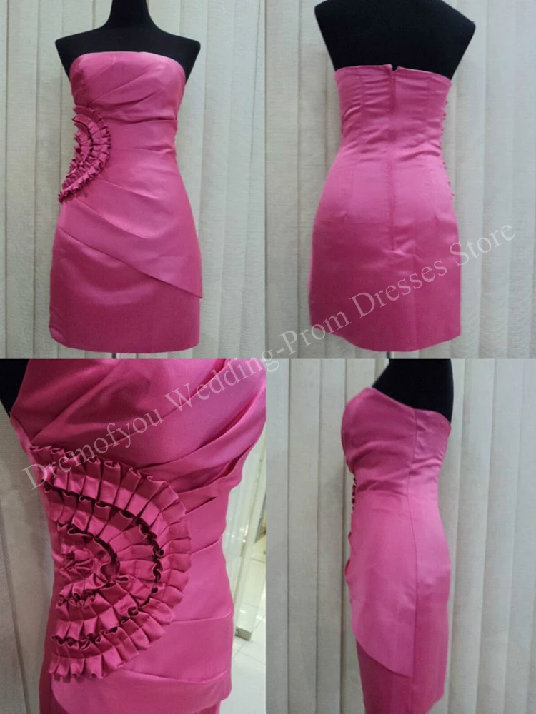 Новые Мини-Бордовые Коктейльные Платья для Женщин без бретелек с открытой спиной и Складками De Graduación Elegantes Para Mujer Vestidos 2023 Изображение 3