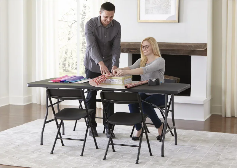Новый Складной стол на открытом воздухе Cosco 6-футовый Черный Портативный складной стол с раскладным Чемоданом для Кемпинга на открытом воздухе Бесплатная доставка  Изображение 3
