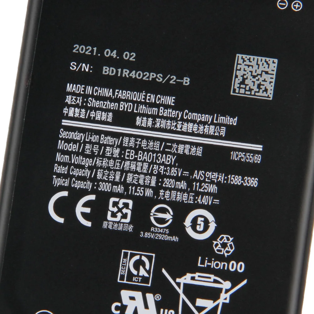 Сменный аккумулятор для Samsung Galaxy A01 Core EB-BA013ABY, перезаряжаемый аккумулятор 3000 мАч Изображение 3