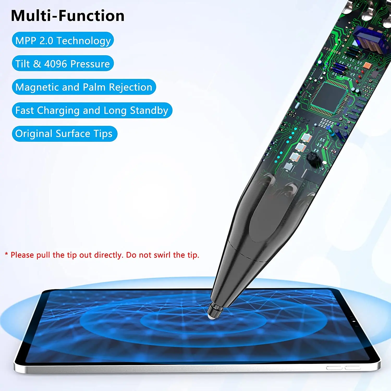 Стилус для Microsoft Surface Digital 2 в 1 с Магнитным нажимом 4096 Surface Pen Отклонение наклона Ладони Для Surface Pro 8/X/7/6/9 Изображение 3