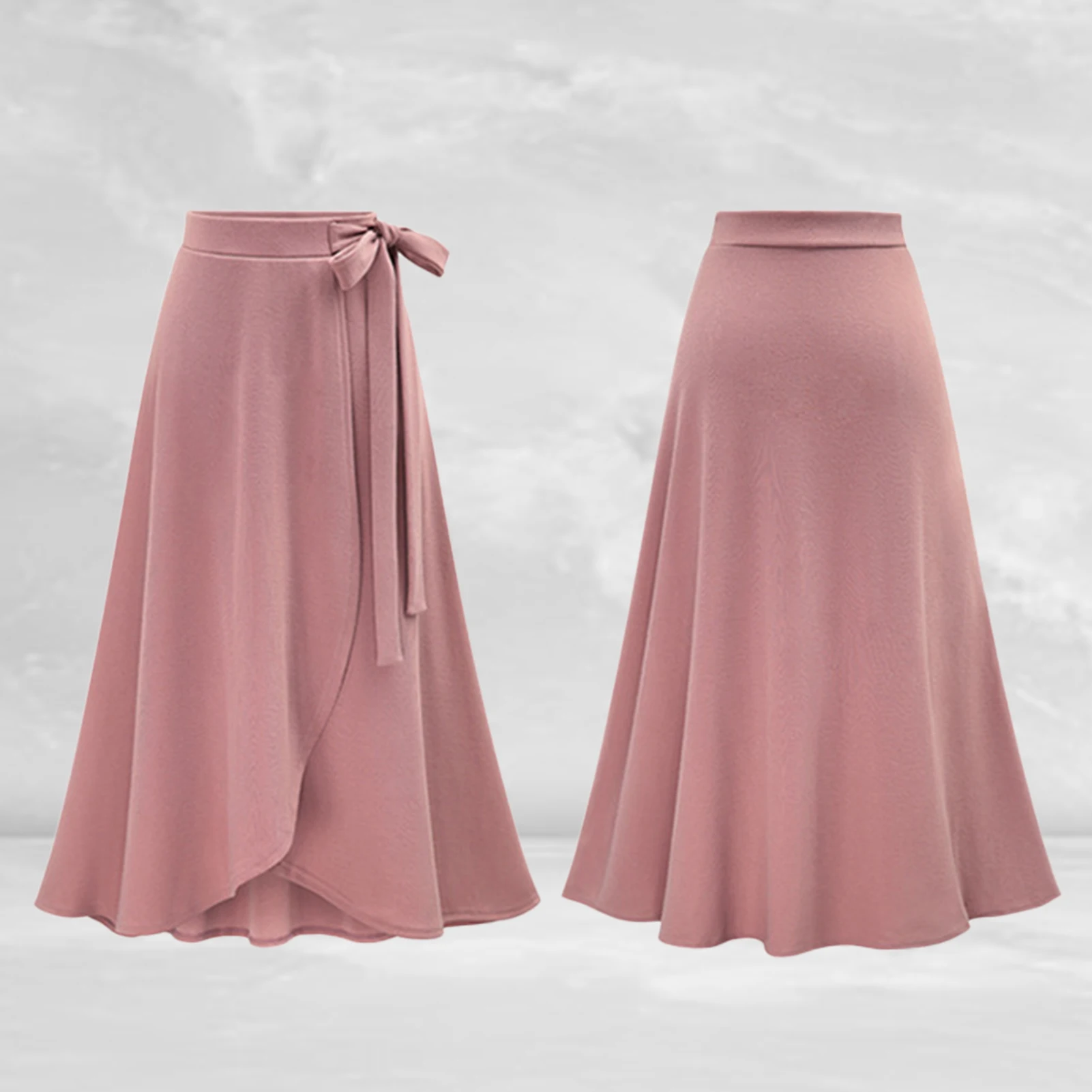 Элегантная Длинная юбка для женщин, бандажная однотонная юбка с разрезом и большим подолом, Офисная Женская повседневная юбка 2021, летняя женская одежда Изображение 3