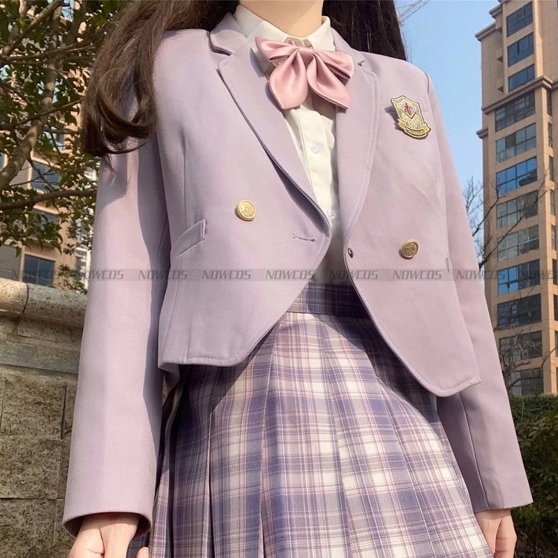 Японское пальто в стиле колледжа Харадзюку, топы, костюм для Косплея Аниме Школьника, JK, женский официальный костюм, куртки, кардиган, розовый Изображение 3