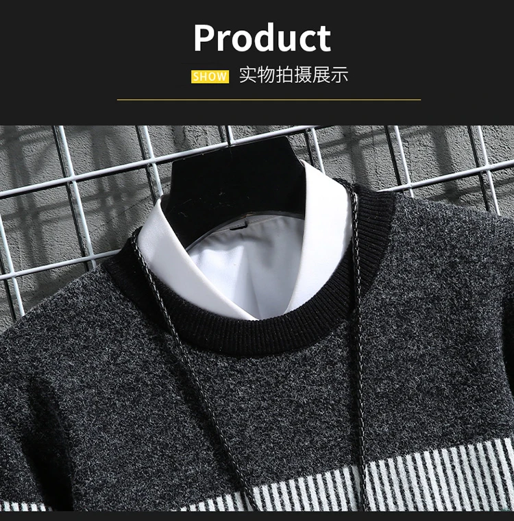 2022 Новый Мужской теплый свитер с длинными рукавами, Модный Повседневный пуловер, свитер Изображение 4