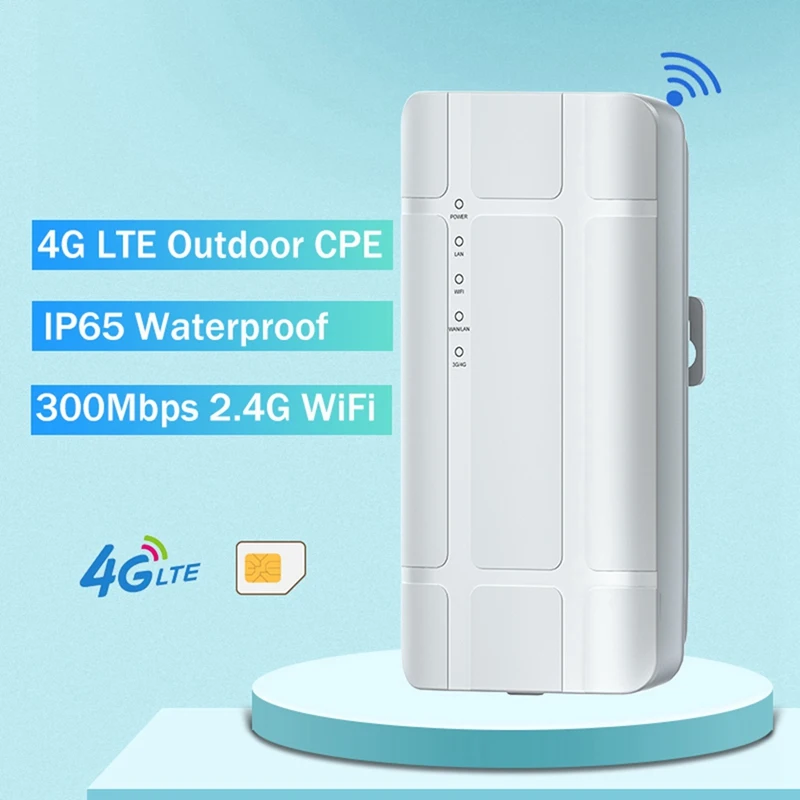4G LTE Открытый Wi-Fi маршрутизатор Разблокированный модем CPE 300 Мбит/с со слотом для sim-карты, порт локальной сети, точка доступа, Водонепроницаемый разъем Ethernet EU Изображение 4