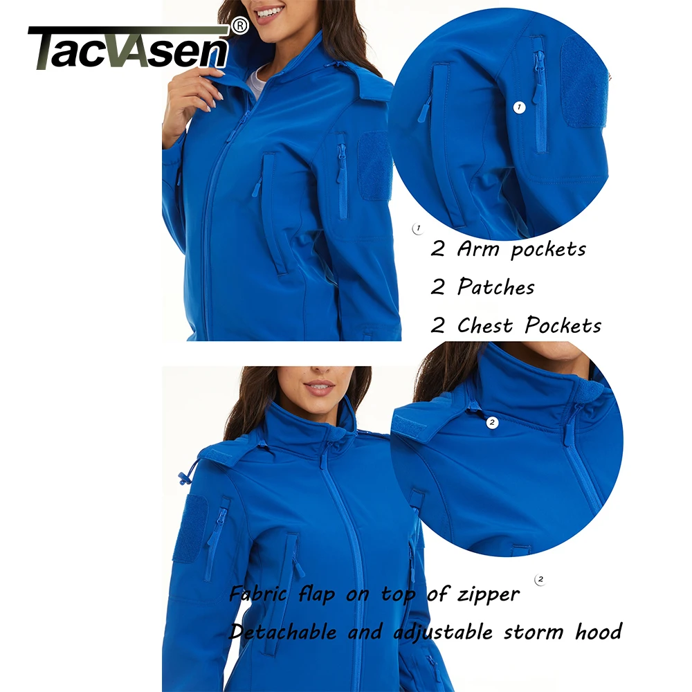 TACVASEN/ водонепроницаемая куртка с флисовой подкладкой, Женская тренировочная тактическая теплая куртка, Ветровка, одежда для пеших прогулок, женские пальто Изображение 4