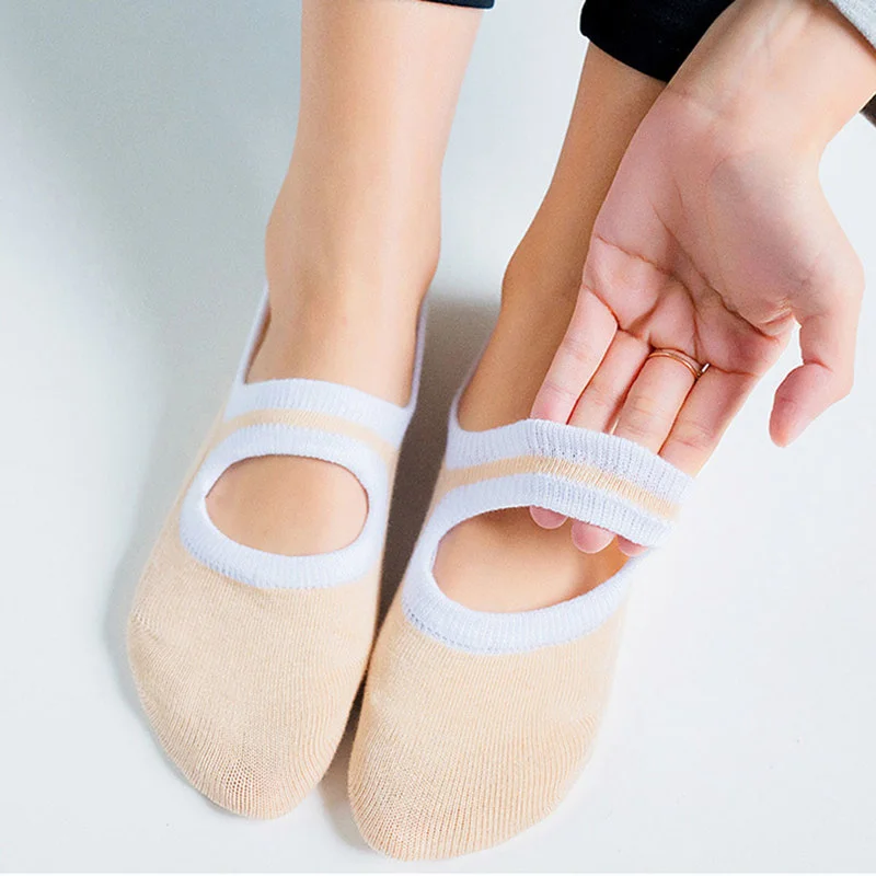 Женские высококачественные бандажные носки для йоги, противоскользящие быстросохнущие нескользящие амортизирующие носки для пилатеса, балета, Хорошее сцепление для женских хлопчатобумажных носков Изображение 4