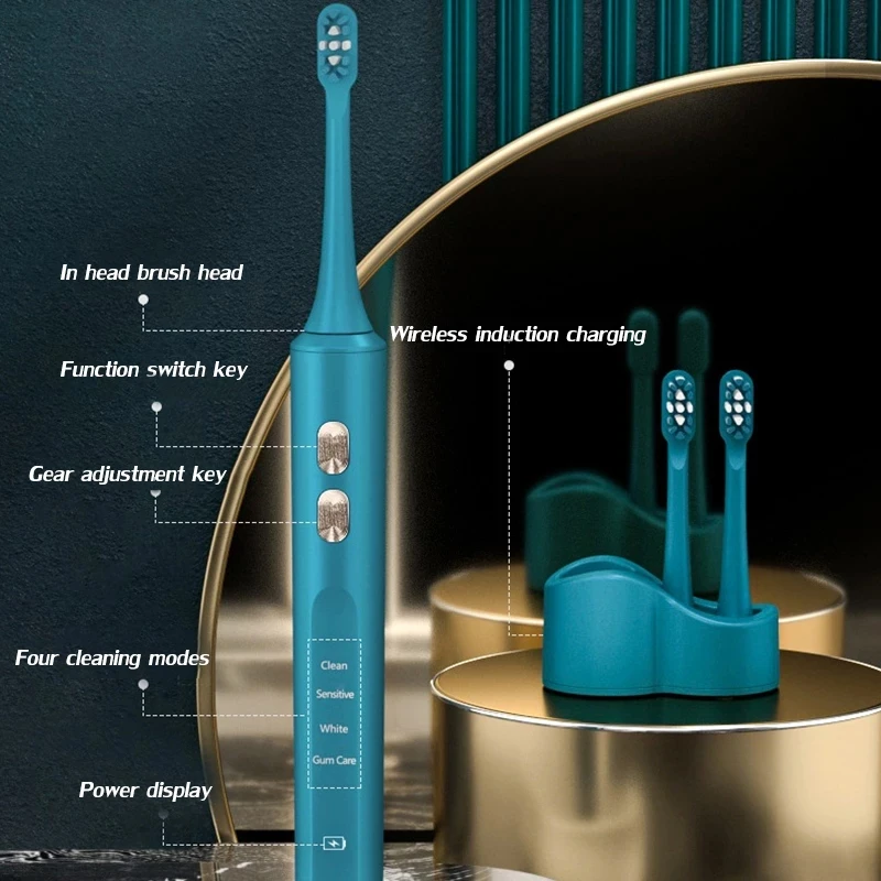 Звуковая Электрическая зубная щетка, ультразвуковой очиститель головки зубной щетки для взрослых, Автоматическое интеллектуальное отбеливание зубов с магнитной левитацией Изображение 4