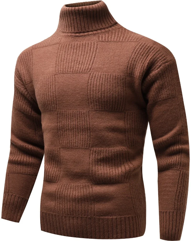 Новый зимний теплый мужской свитер с трендовым рисунком, повседневный однотонный пуловер, вязаный свитер, мужская одежда Изображение 4