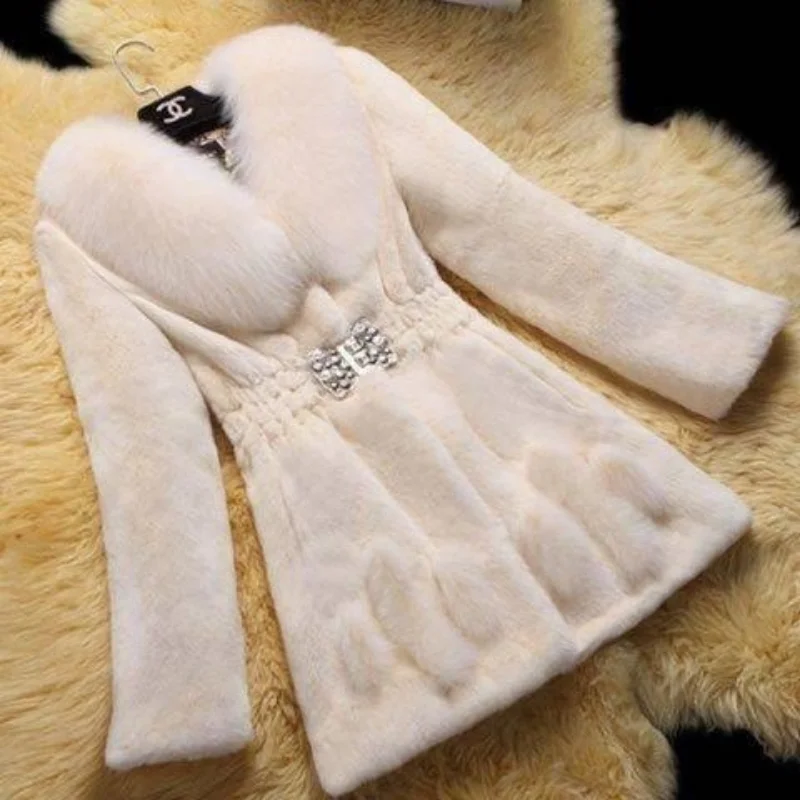 Пальто для женщин 2023, Осенне-зимнее меховое пальто, женская однотонная Длинная теплая куртка из плотного флиса, зимняя одежда для женщин Изображение 4