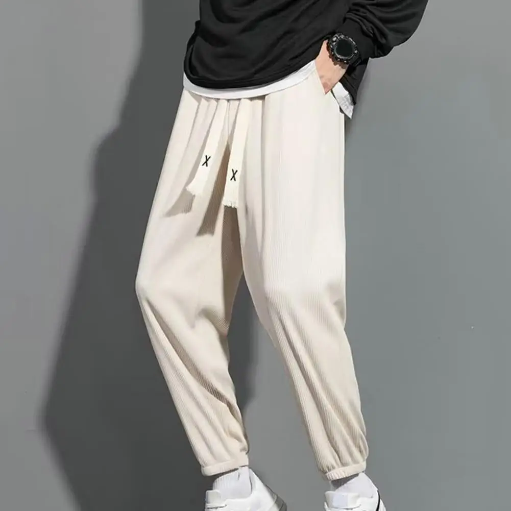 Популярные летние брюки из неувядающего полиэстера, мужские брюки с эластичной резинкой на талии, спортивные брюки Изображение 4