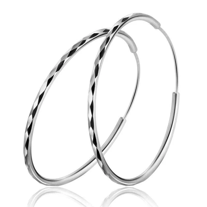 Серьги-кольца из стерлингового серебра 925 пробы Для женщин, Увеличенные круглые серьги, Корейские серьги-обручи Большего размера Изображение 4