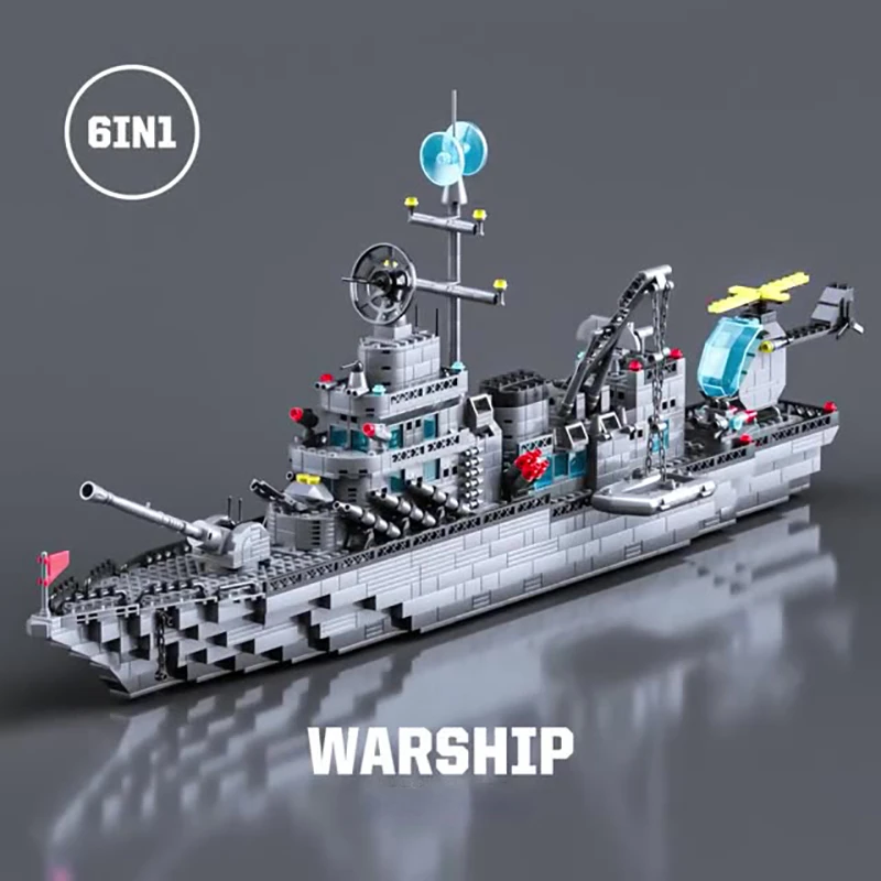 Совместимость с Lego 1560 шт. Военный Корабль строительные блоки Самолет Крейсер Самолет Грузовик Лодка Набор кирпичей игрушки подарок для детей Изображение 4