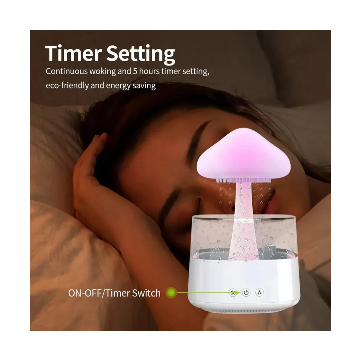 Увлажнитель воздуха Cloud, диффузор для спальни и дома, бесшумный увлажнитель воздуха Cool Mist, 8 цветных ламп Изображение 4