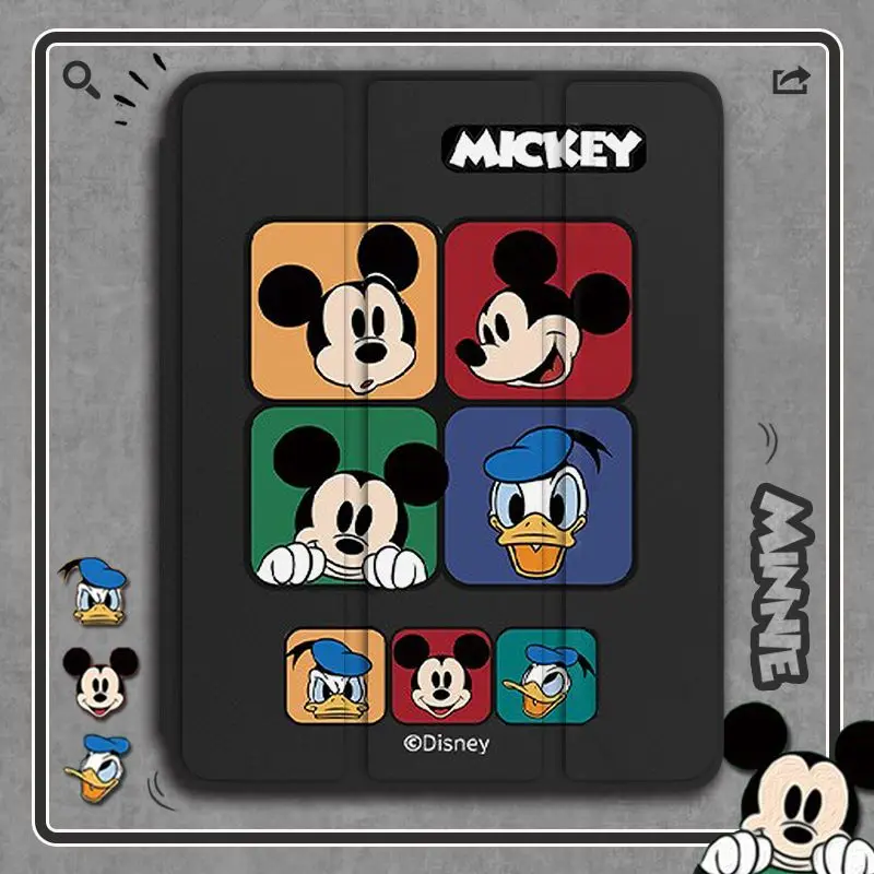 Чехол для планшета Disney Mickey Minnie Donald Duck для iPad Mini 1 2 3 Air 4 5 6 Pro 2022 12,9 дюйма с Трехстворчатым гнездом для ручки, Защитный чехол Изображение 4