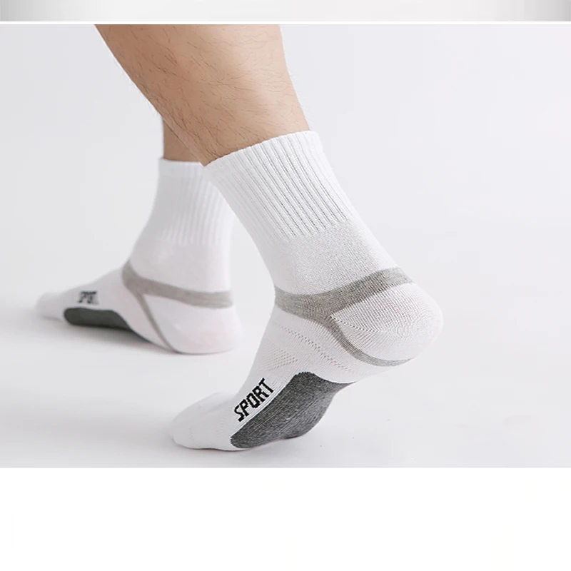10 пар высококачественных мужских носков Весна Осень Повседневные спортивные носки черного, белого цвета Дышащие активные носки для мужчин Подарок Новый Изображение 5