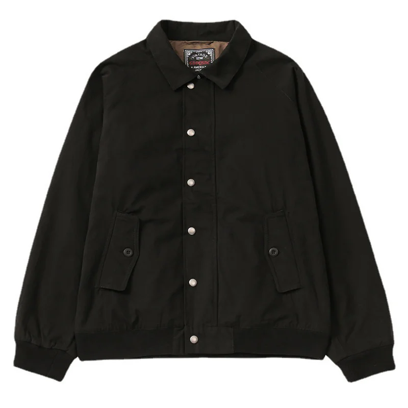 Amekaji Vintage G9 Мужская куртка Harrington с лацканами цвета Хаки с несколькими карманами на молнии, весна-осень, базовый повседневный кардиган в стиле ретро, пальто Изображение 5