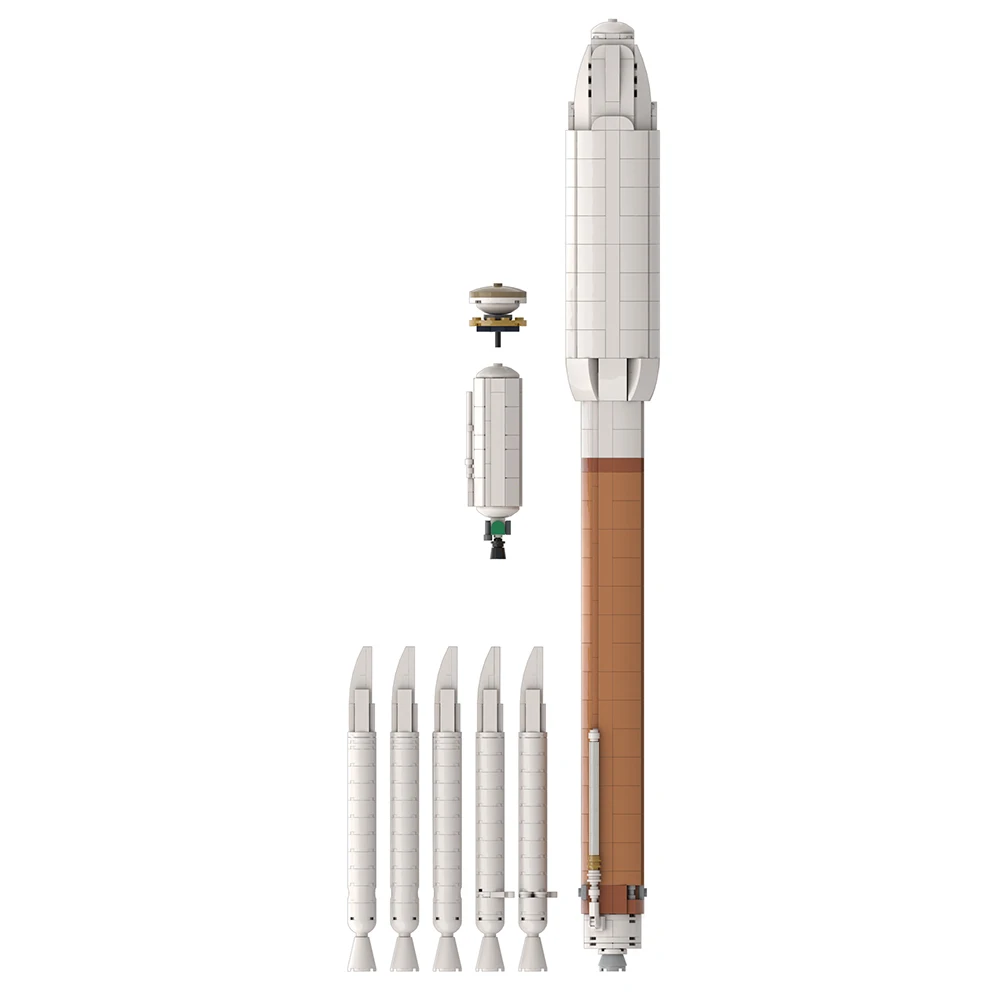 MOC Ultimate Space X Falcons Набор строительных блоков для Ракеты 9-го масштаба Искусственный Спутник Ariane 5 ECA Aerospace Series Кирпичи Игрушки Изображение 5