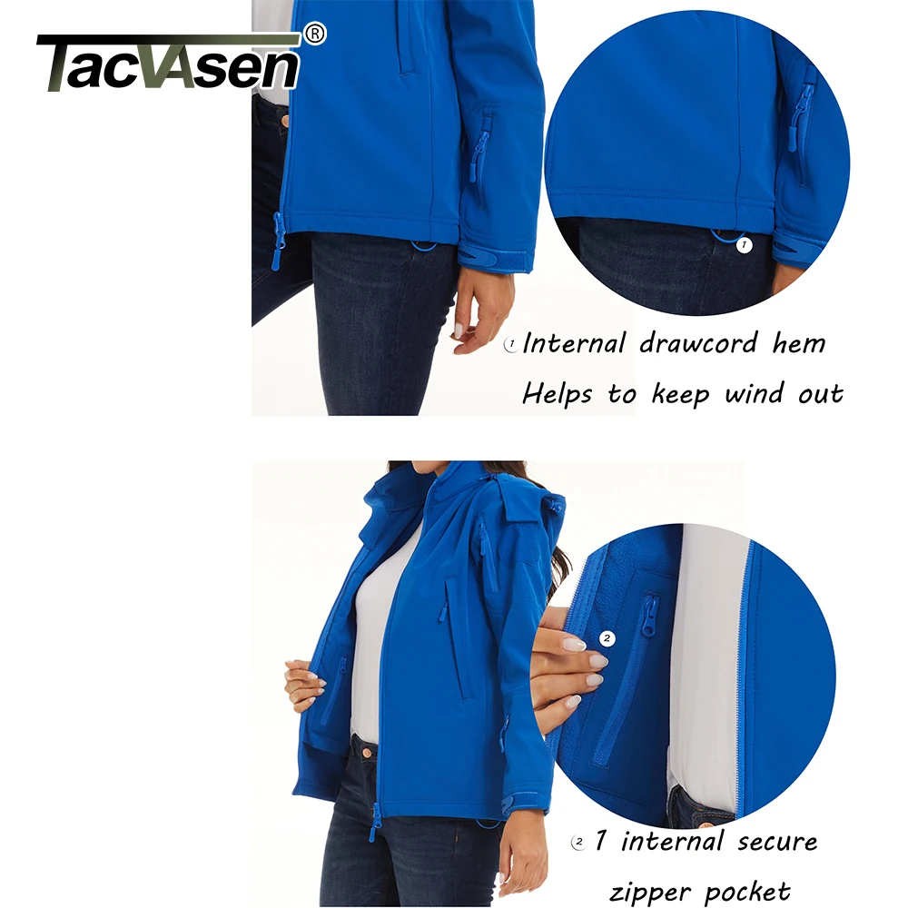 TACVASEN/ водонепроницаемая куртка с флисовой подкладкой, Женская тренировочная тактическая теплая куртка, Ветровка, одежда для пеших прогулок, женские пальто Изображение 5