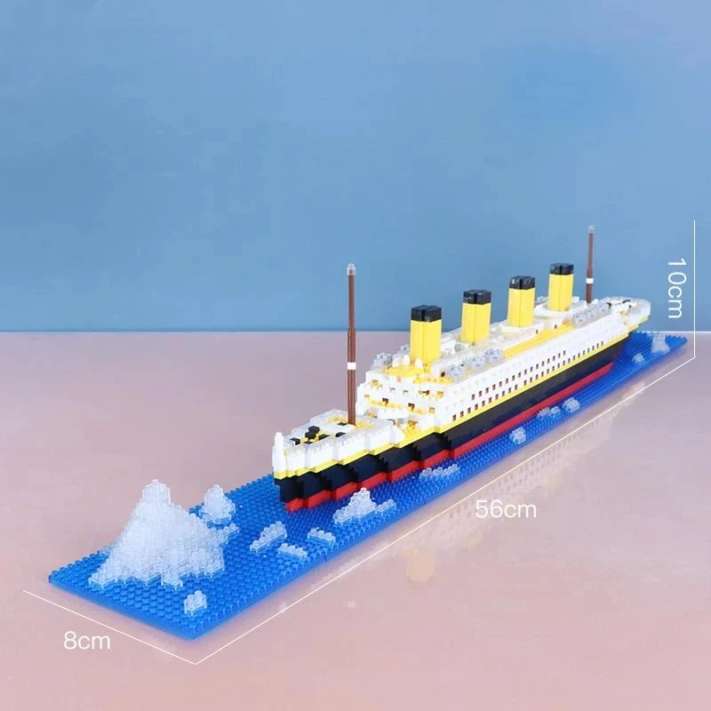 Военная титаническая модель круизного лайнера Микро Строительные блоки Детские игрушки DIY Лодка Алмазные кирпичи Комплект Обучающая игрушка для детей Изображение 5