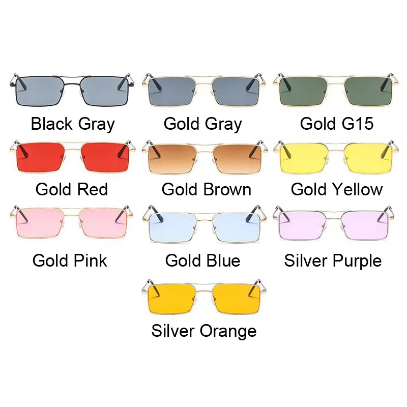 Модные квадратные солнцезащитные очки, Женский бренд, Дизайнерские Женские солнцезащитные очки в маленькой оправе Ярких цветов, Металлические Прямоугольные Люнеты Soleil Dames Изображение 5