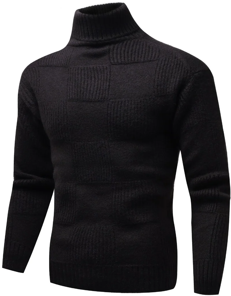 Новый зимний теплый мужской свитер с трендовым рисунком, повседневный однотонный пуловер, вязаный свитер, мужская одежда Изображение 5