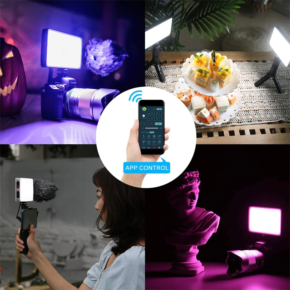 Новый Функциональный Мини-видео светодиодный светильник 2500 K-8500K, Портативный Заполняющий Светильник, Встроенный аккумулятор для Съемки камеры телефона, Управление приложением телефона Изображение 5