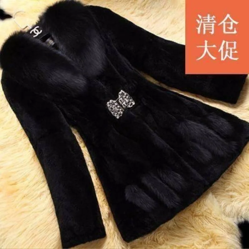 Пальто для женщин 2023, Осенне-зимнее меховое пальто, женская однотонная Длинная теплая куртка из плотного флиса, зимняя одежда для женщин Изображение 5