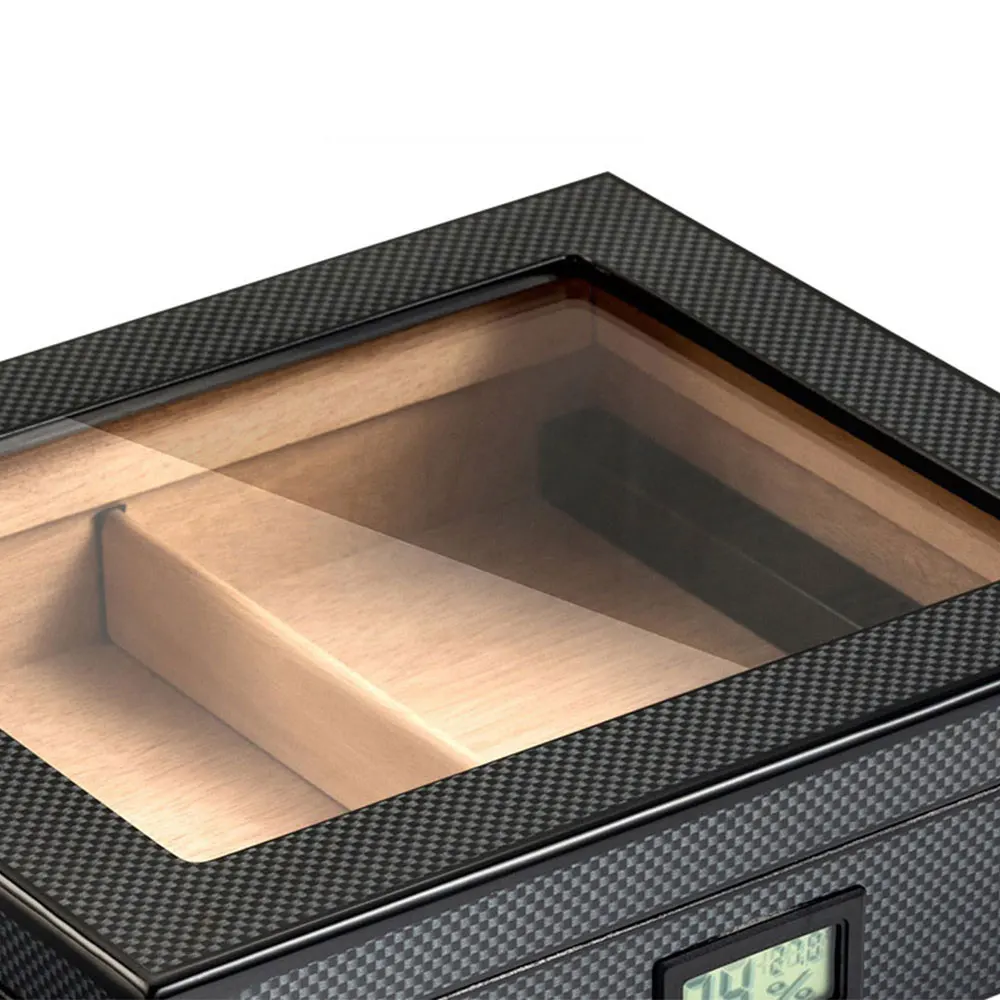 Портативный хьюмидор из углеродного волокна, высококачественный электронный дисплей, коробка из кедрового дерева с постоянной температурой Изображение 5