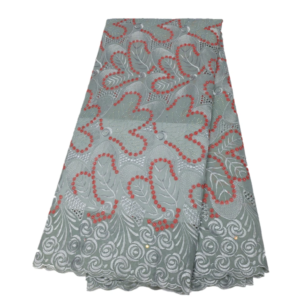 Швейцарская вуалевая кружевная ткань с камнями, Женское платье в африканском нигерийском стиле, материал с вышивкой, 5 ярдов Изображение 5
